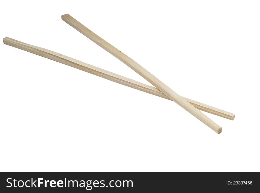 Wooden Chopsticks on isolated white background