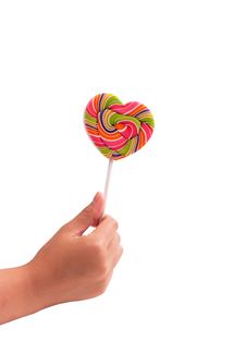 Isolated Hand Heart-shaped Lollipops Colorful Stock Images