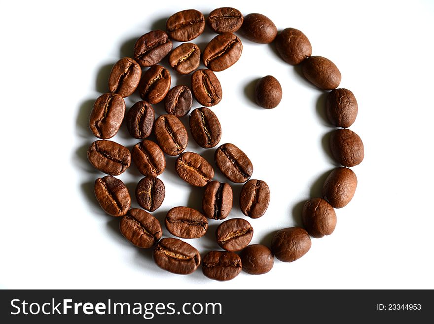 Yin-yang Symbol Made Of Coffee Beans