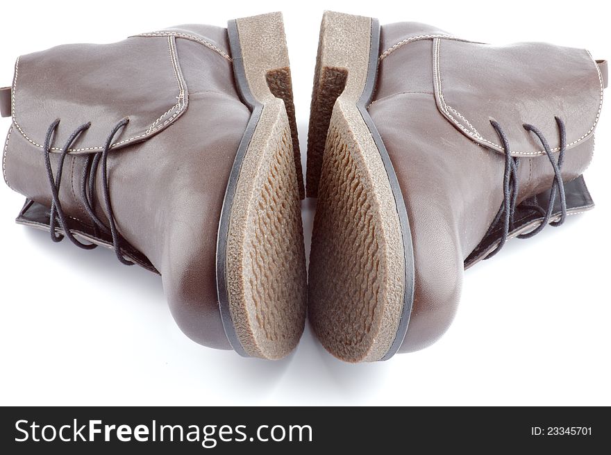 Brown man's shoes isolated on white background. Brown man's shoes isolated on white background