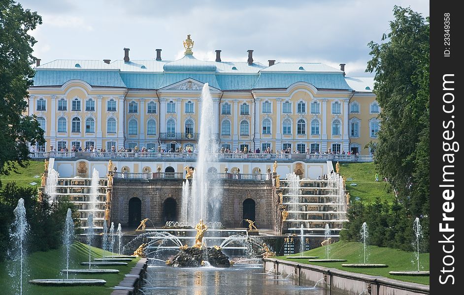 Grand Cascade In Pertergof,  Russia.