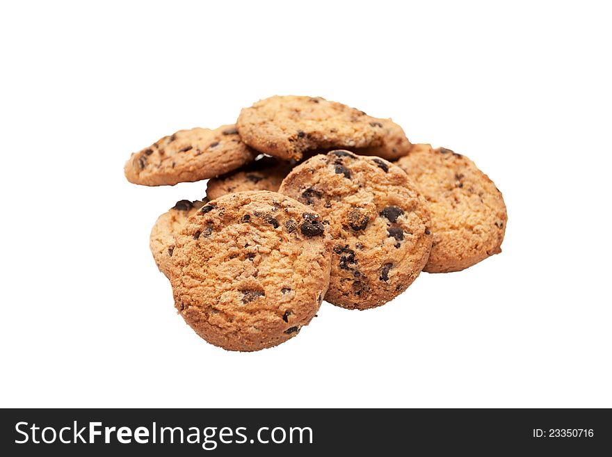 Sweet cookies with raisin on a white background