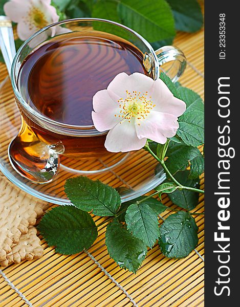 Tea with dog-rose blossom