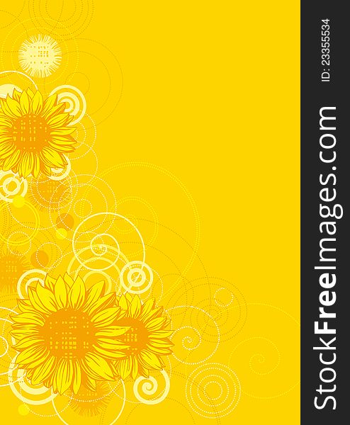 Vector illustrations with sunflowers on grunge background. Vector illustrations with sunflowers on grunge background