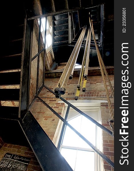 Hose lines hung to dry in a brick tower at a fire station. Hose lines hung to dry in a brick tower at a fire station.