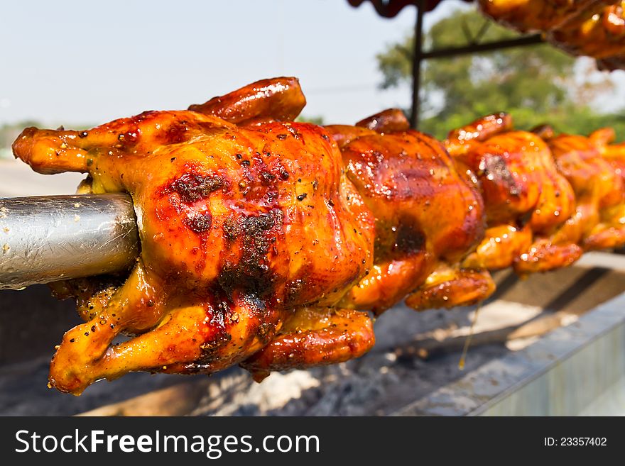 Chicken Roasted On The Spit