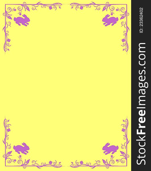 An Easter themed image with bunny rabbits and a floral border. Vector eps8 / clip art. An Easter themed image with bunny rabbits and a floral border. Vector eps8 / clip art