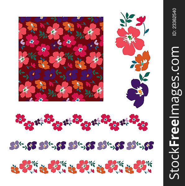 Flowers pattern,vector illustration,drawing