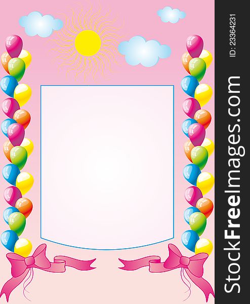 Vector Image Greeting Card with balloons, ribbons, bows. EPS-format supplied. Vector Image Greeting Card with balloons, ribbons, bows. EPS-format supplied.