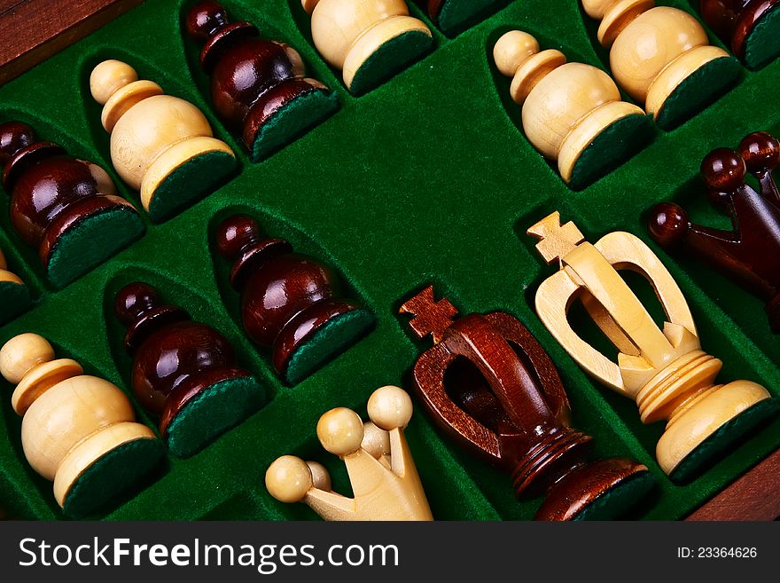 Chess Figures Placed In The Box.