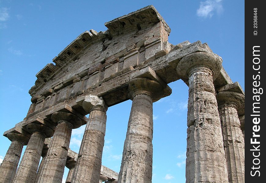 A view of Paestum Temple, Salerno, Italy