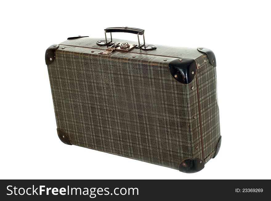 Old suitcase isolated on white background