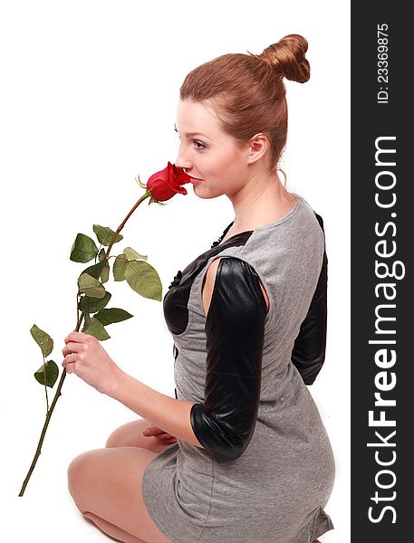 Lovely girl with rose