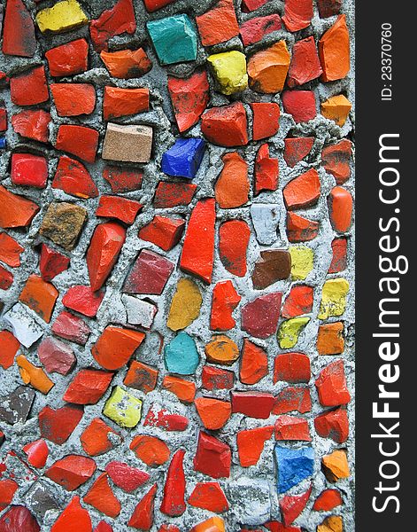 Old colorful mosaic wall texture