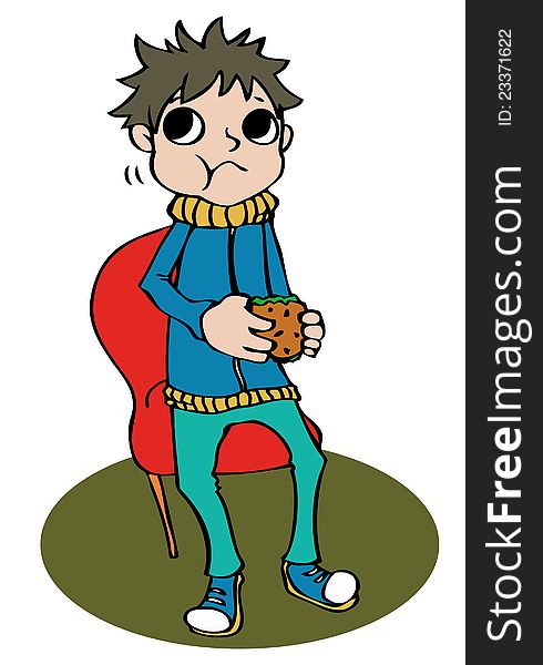 Vector image of boy eating a hamburger. Vector image of boy eating a hamburger