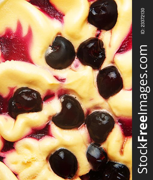 Closeup of ice cream with berries. Closeup of ice cream with berries
