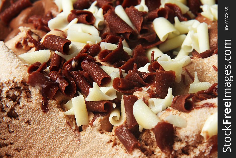 Chocolate ice cream close up. Chocolate ice cream close up