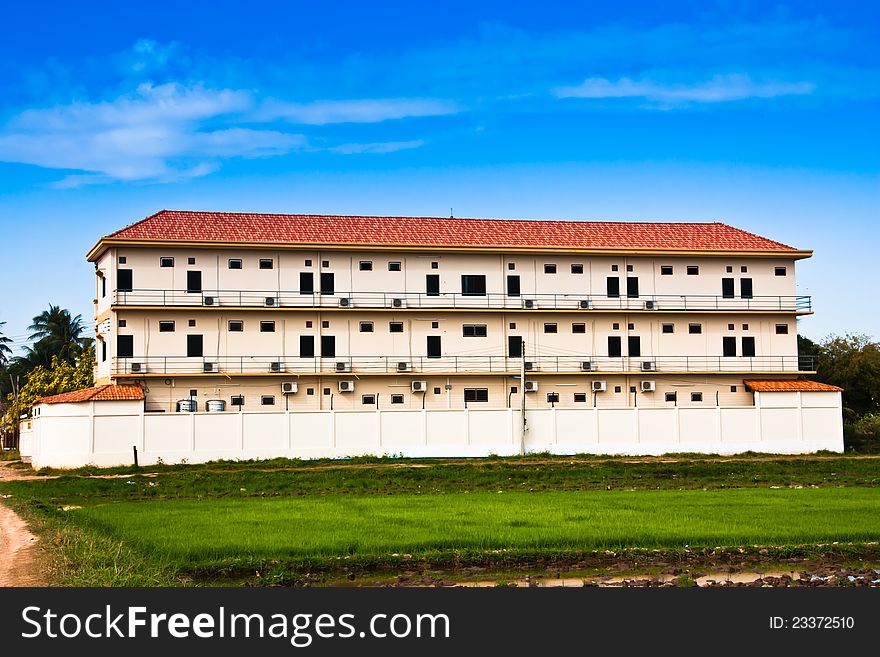 Apartment in the middle of rice fields.