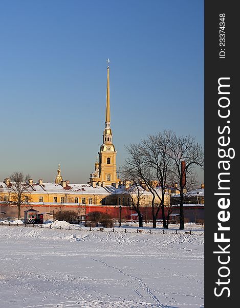The Peter and Paul Fortress in St.-Petersburg in the winter