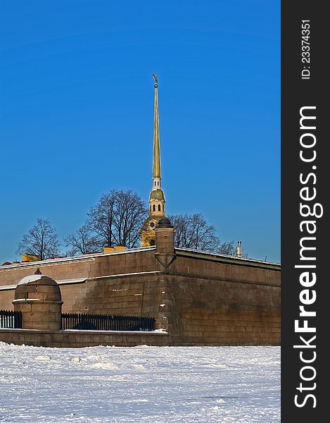 The Peter and Paul Fortress in St.-Petersburg in the winter