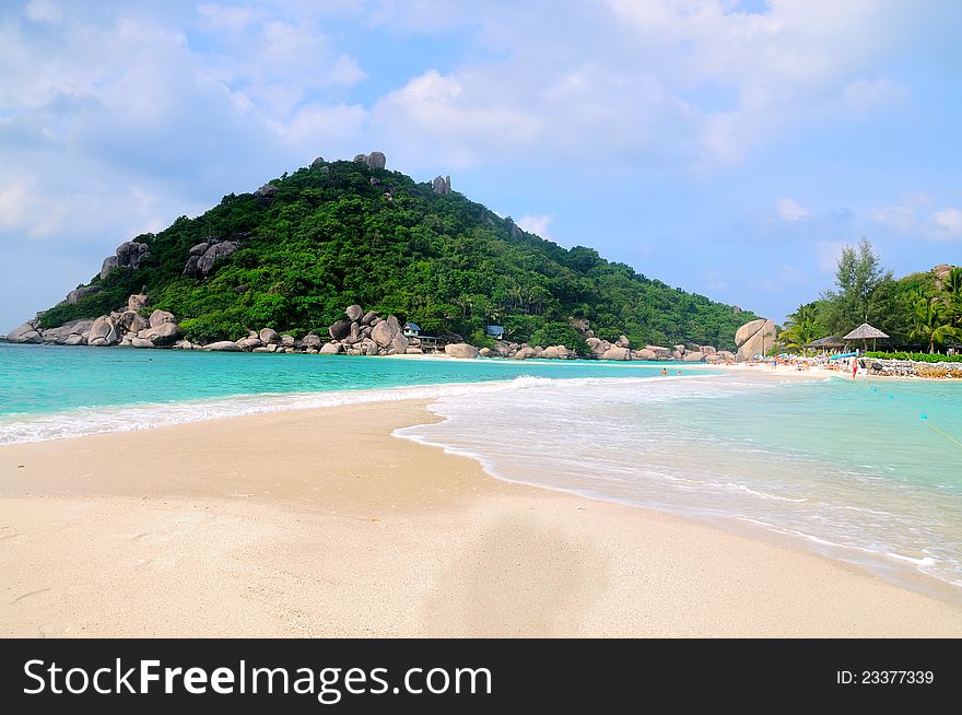 Nanyuan Island.The sea is separated by the white beach. Nanyuan Island.The sea is separated by the white beach