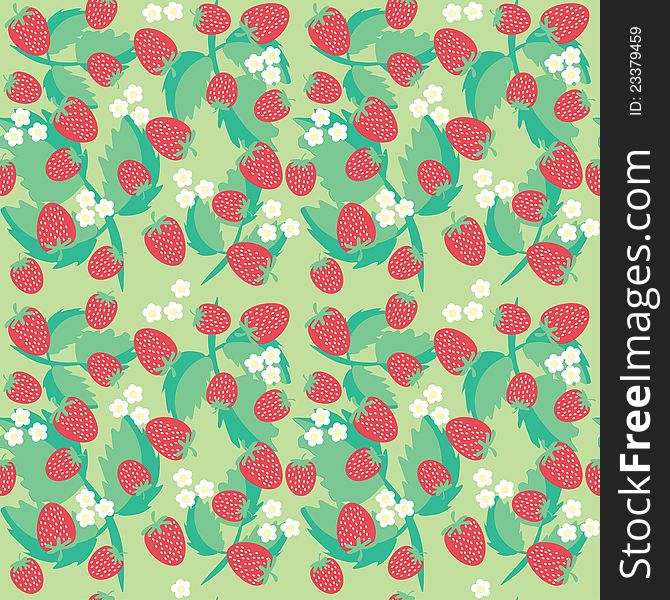 Seamless background with strawberries and flowers. Seamless background with strawberries and flowers