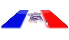 3D Map Of France On A 3d Flag Stock Photos