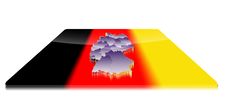 3D Map Of Germany On A 3d Flag Royalty Free Stock Photography
