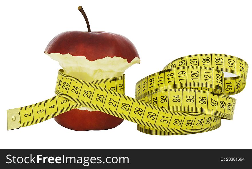 Apple with a measurement tape. Apple with a measurement tape