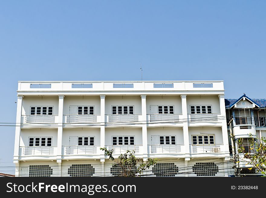 Abstract of white building show texture and pattern