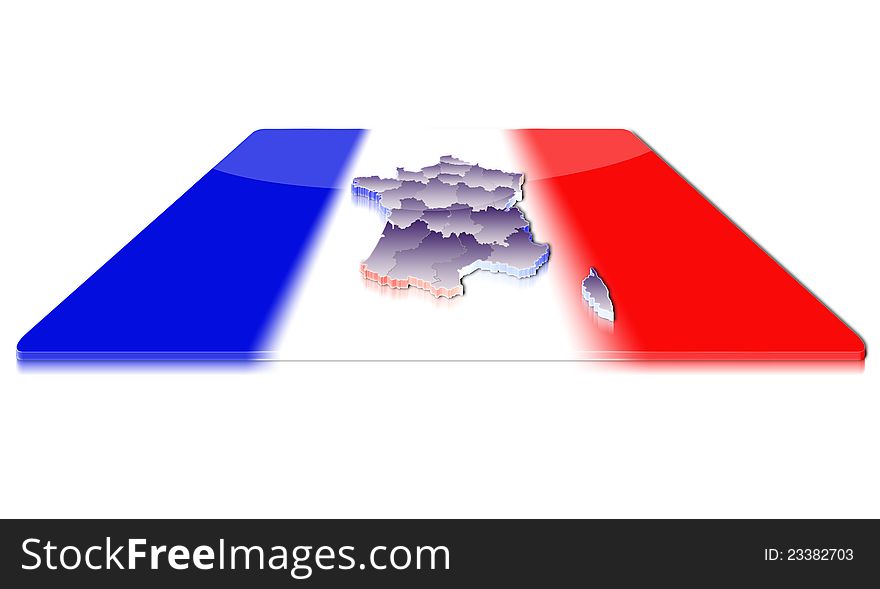 3D map of France on a 3d flag