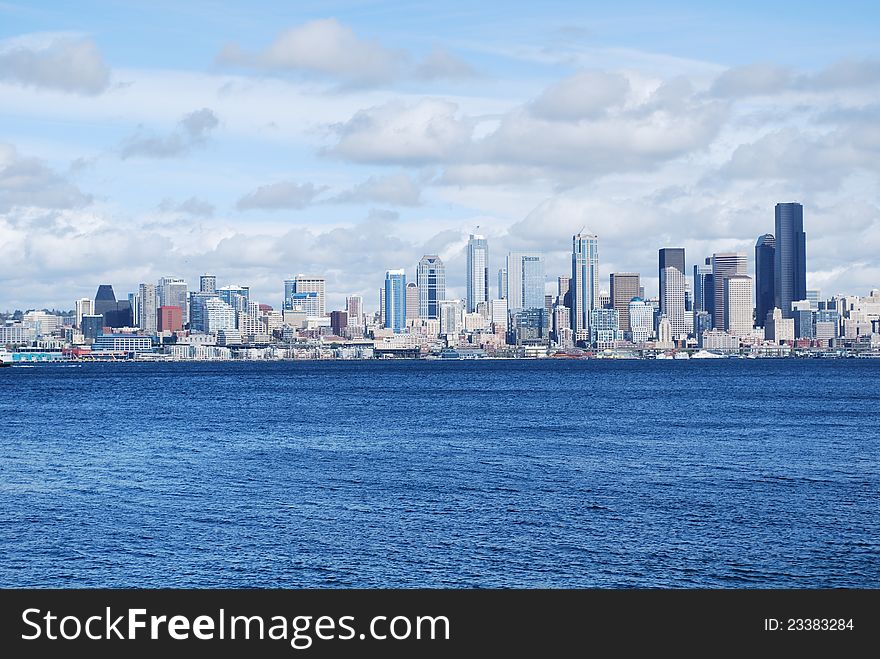 A view of downtown Seattle from Seacrest Park. A view of downtown Seattle from Seacrest Park