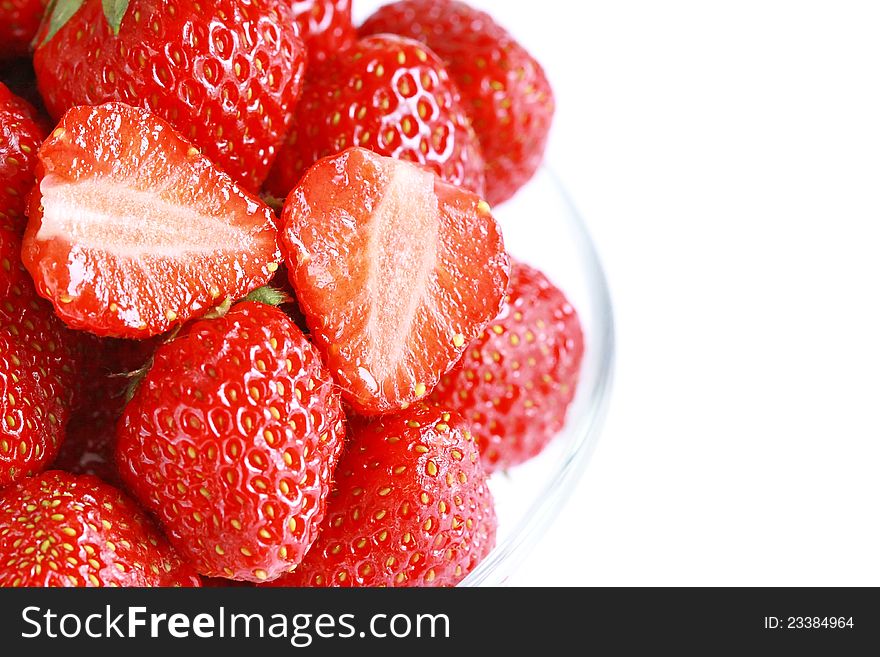 Fresh red strawberries isolated on white. Fresh red strawberries isolated on white