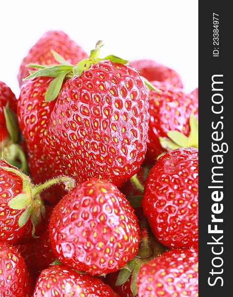 Fresh red strawberries isolated on white. Fresh red strawberries isolated on white