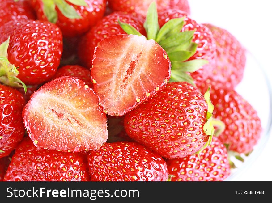 A Lot Of Fresh Red Strawberries Isolated