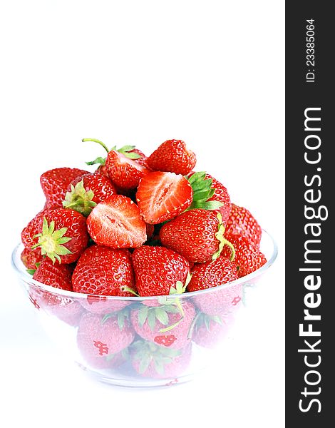 Fresh red strawberries isolated on white. Fresh red strawberries isolated on white