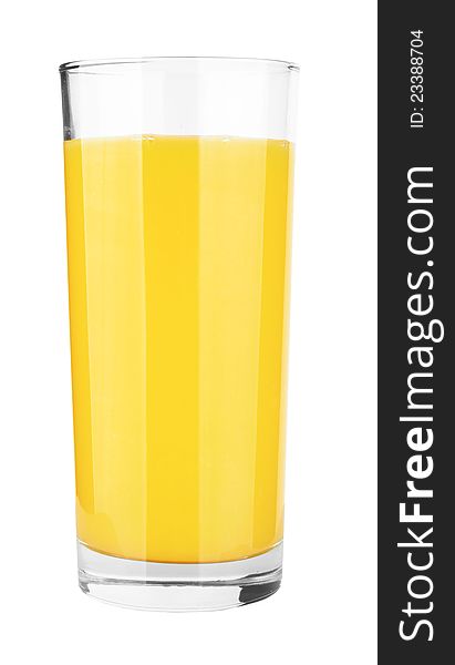 Orange juice in highball glass. Isolated on white background