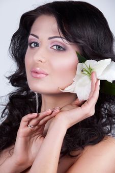Beautiful Young Woman With Lily Flower. Stock Photography Beautiful Young Woman With Lily Flower. Stock Photography