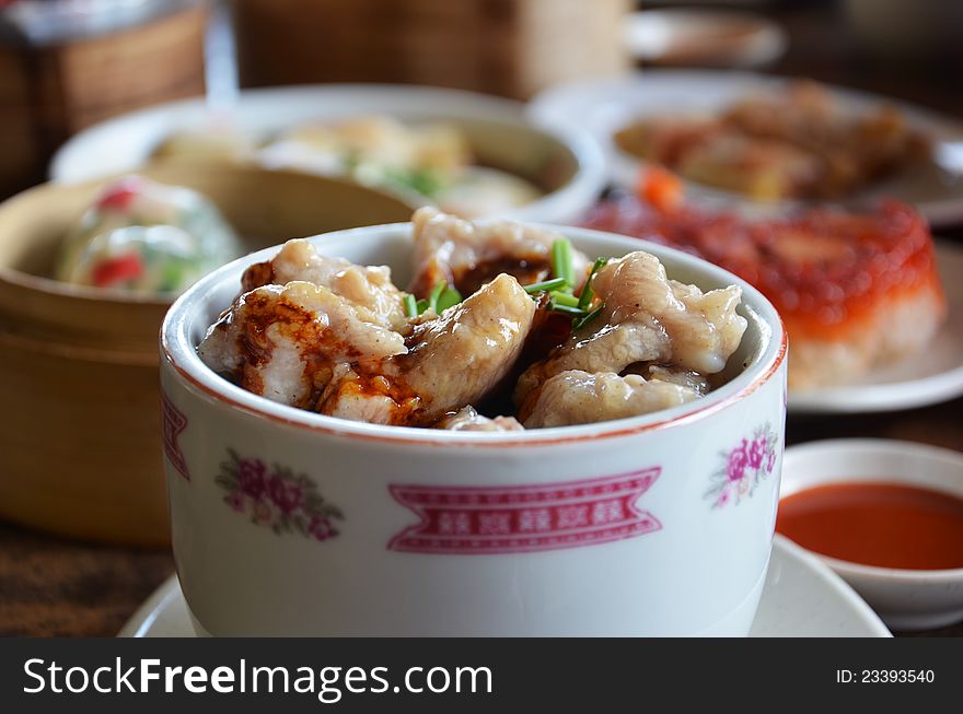 Steam Pork Spare Ribs with Black Bean Sauce on Rice. Steam Pork Spare Ribs with Black Bean Sauce on Rice