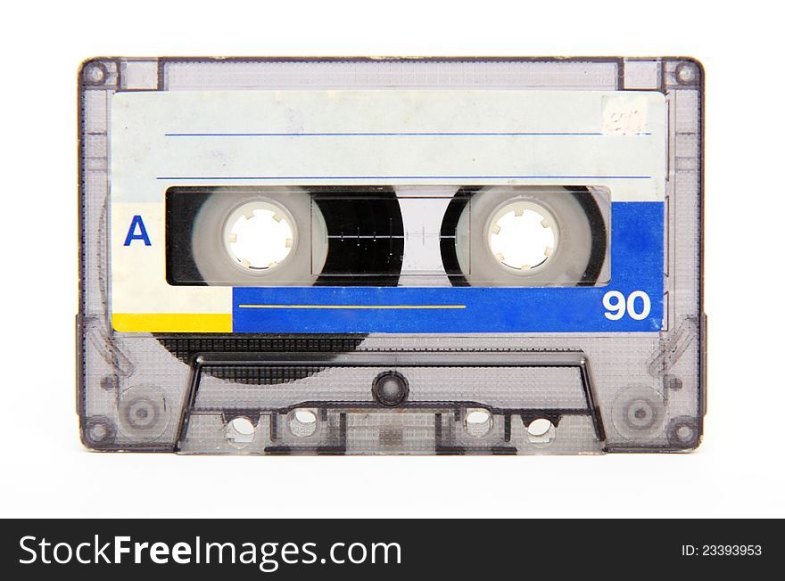 Vintage audio tape on white background