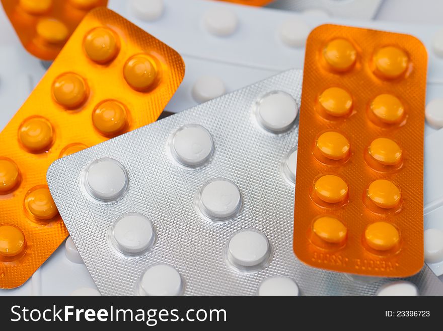 Close-up picture of packages with pills. Close-up picture of packages with pills