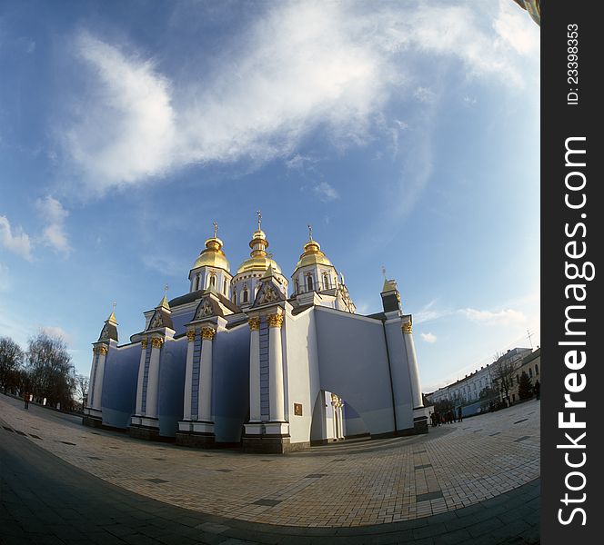 St. Michael cathedral against a blue sky. Kyiv, Ukraine. St. Michael cathedral against a blue sky. Kyiv, Ukraine.