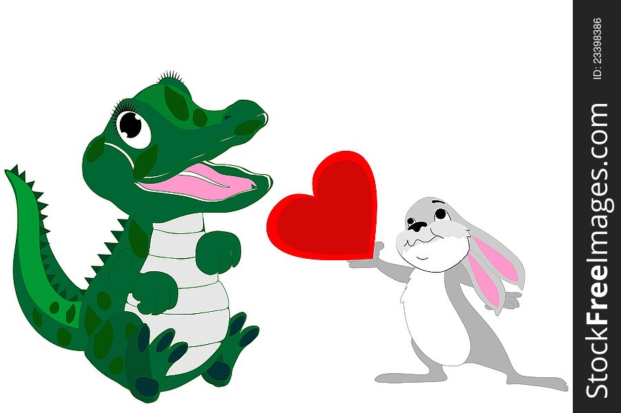 Baby alligator and bunny love