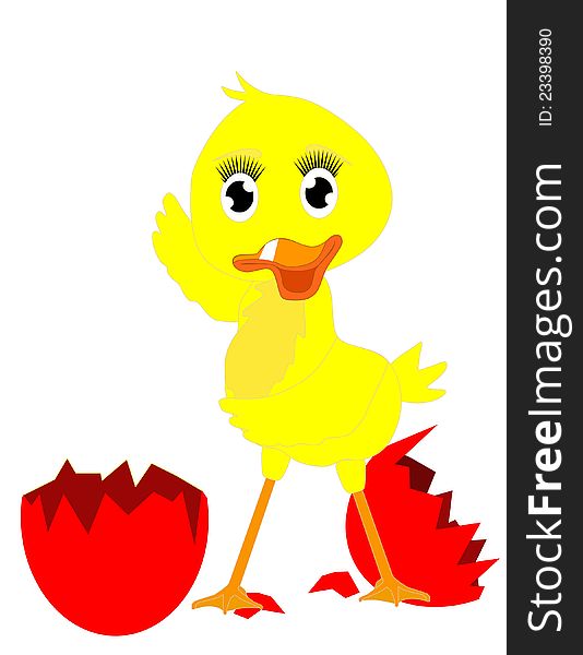 Clip art of a new born duckie, beside its shell. Clip art of a new born duckie, beside its shell..