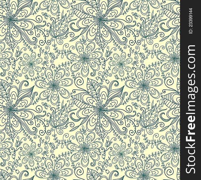 Field flowers seamless pattern on ivory background. Vector illustration. Field flowers seamless pattern on ivory background. Vector illustration