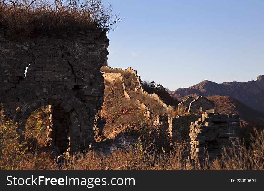 The relic of the great wall in huludao, liaoning province