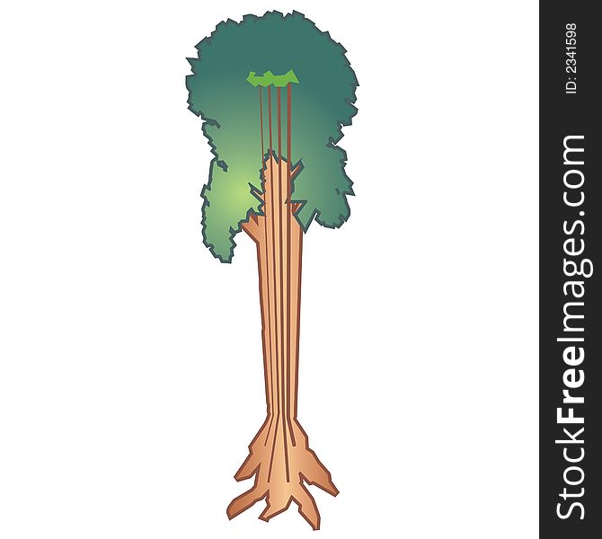 Art illustration: bass guitar tree