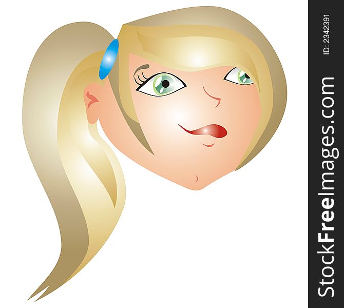 Art illustration: blond teen's face