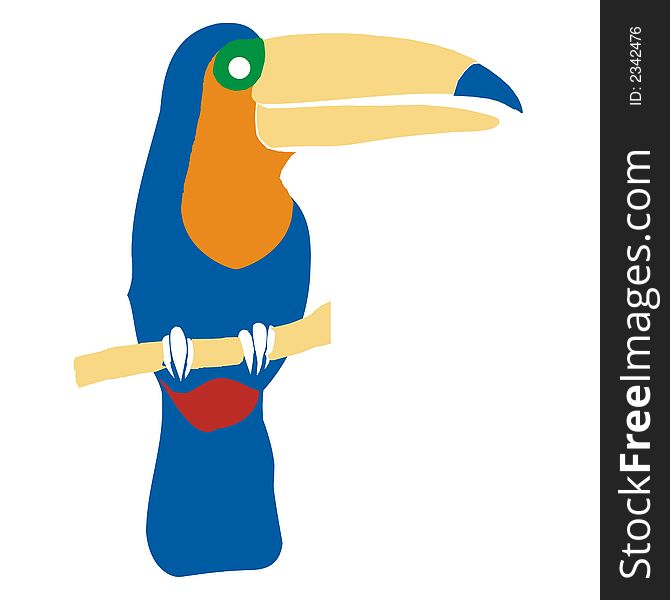 Art illustration of a blue toucan