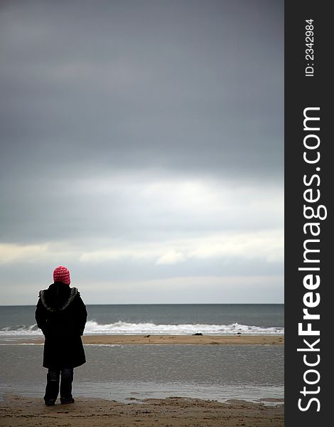 Looking out to sea from Bamburgh beach Northumberland